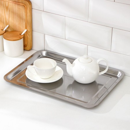 Stainless steel tray 40 × 30 × 2 cm (+/- 1cm)-3