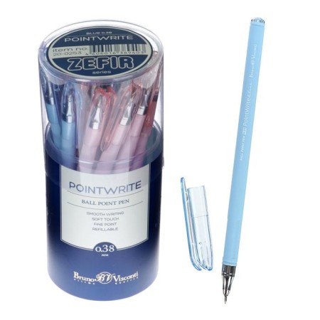Ballpoint pen Pointwrite Zefir, node 0.38 mm, blue ink, matte case Silk Touch, mix
