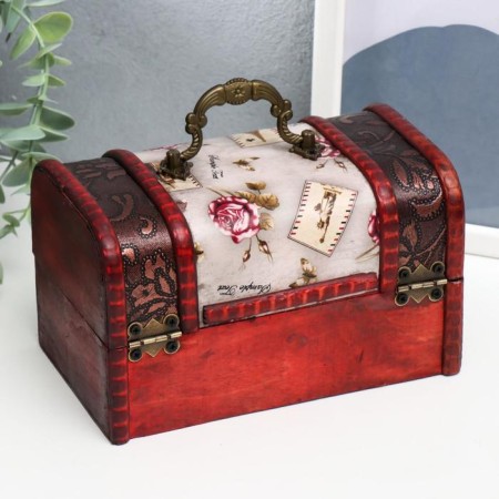 Casket Wood Elevated "Roses and Stamps" set 2 pcs 6.5x11.5x7.5, 10.5x17x10.5 cm-5