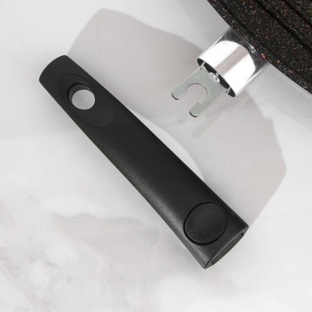 Square Square Granit Ultra, 28 × 28 cm, removable handle, glass cover, anti-stick coating, black color black-4