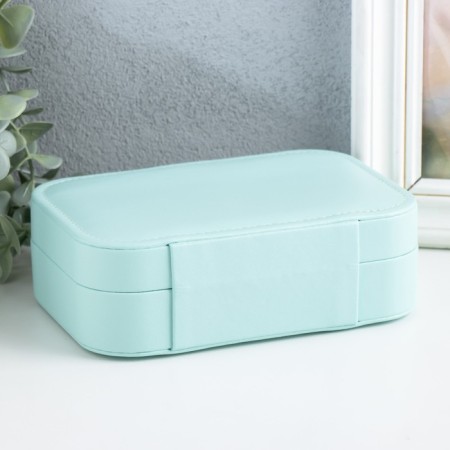 Casket to the leatherette for jewelry "Matte surface" turquoise 16x11x5 cm-3