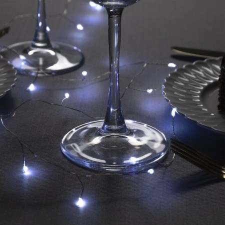Garland "tinsel" 1 m dew, ip20, silver thread, 20 LED, white glow, CR2032x2-1