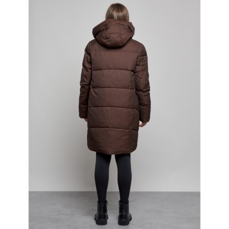 Coat insulated winter female, size 52, dark brown color-3