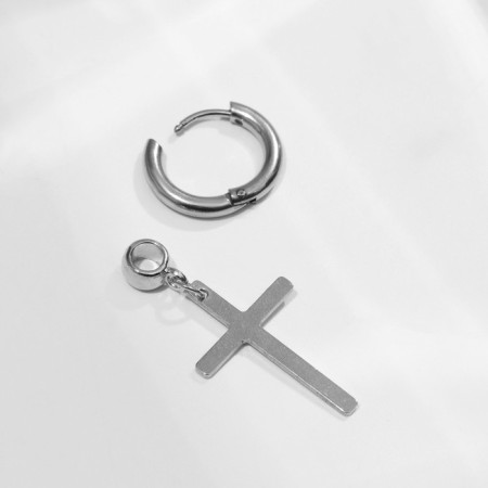 Piercing in the ear "Cross", d = 11 mm, color silver-2