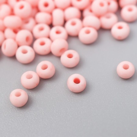 Glass 8/0 "Marshmallow. Matte. Light-cherry" 10 g