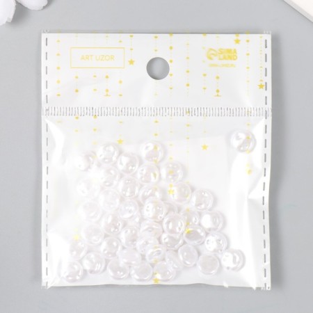 Beads for creativity plastic "Round Flat Pearl" set 40 pcs 0.8x0.8x0.4 cm-2