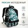School backpack from textiles with lightning, external pocket, green color