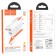 Network charger HOCO C103A, 2 USB, 2.1 A, built-in Type-C, 1 m, white cable.