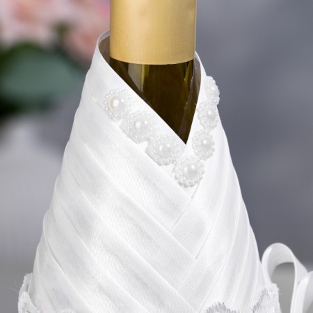 Decoration for champagne "Bridegroom and Bride", black and white-13