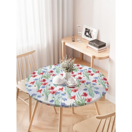 Tables on the table "Field bouquets", round, oxford, elastic band, size 120x120 cm, diameter 75-100 cm-2
