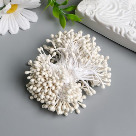 Stamens for flowers "droplets gloss white" set 300 pcs length 6 cm-1
