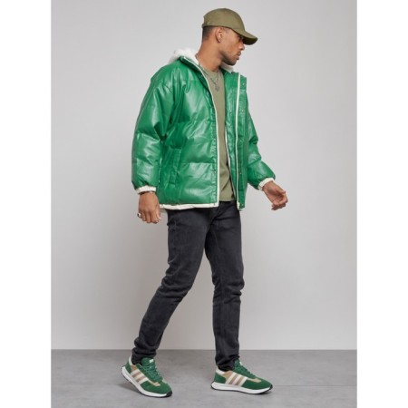 Eco -leather jacket men, size 50, green color-2