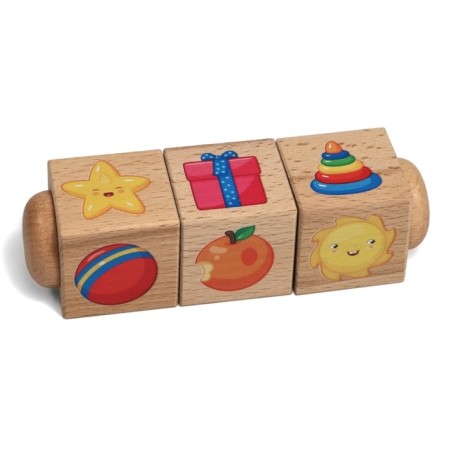 Wooden cubes "Learn the forms", on the axis, 3 cubes-1