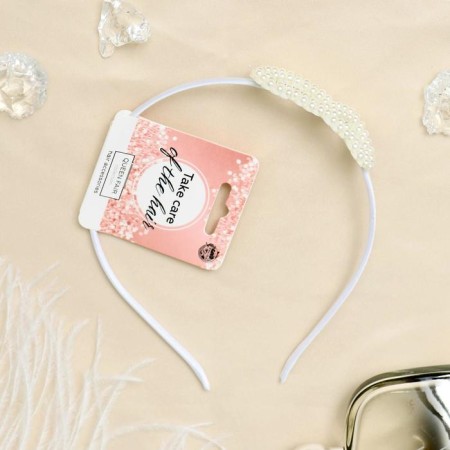Hair rim "Blanche" hearts, 0.5 cm, white-1