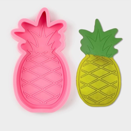 Mold "Pineapple", silicone, 15.5 × 8 × 2 cm, pink color