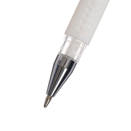 Gel pen, 0.5 mm, white, transparent case with a rubber holder-3