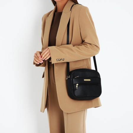 Bag Cross-Bodi with a zipper, black color-5