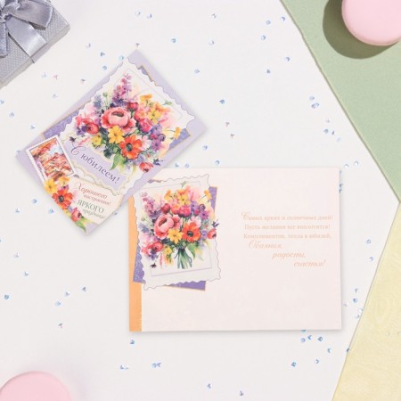 Postcard "Happy Anniversary!" Glitter, Congrev, purple background, 12.5 x 19.4 cm-2