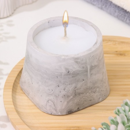 Candle "Trapezius" in the candlestick of gypsum smooth, 8x6cm, marble with black stripes