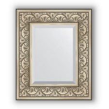 Mirror with fatset in the baguette frame - Baroque silver 106 mm, 50 x 60 cm, evoForm