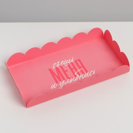 Cookie box, confectionery packaging with PVC lid, “eat me and smile”, 10.5 x 21 x 3 cm-2