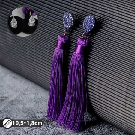 Earrings "Brushes" harmony, purple color, l brush 8.5 cm