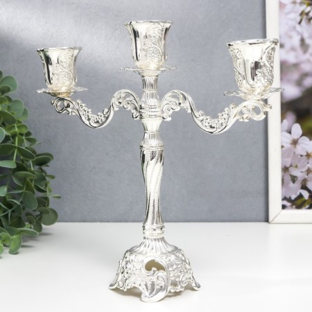 Summary of Metal for 3 candles "Vine vine" silver 22x7.5x25 cm-3