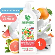 Gel-balm for washing dishes and children's toys Synergetic Pink grapefruit and spices, biodegradable, 1l