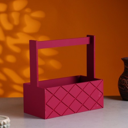 Wooden Kashpo "Hellas large, mesh", with a pen, 25 × 12.5 × 10 (25) cm burgundy