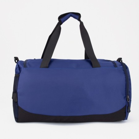 Road bag with a zipper, shoes, external pocket, long belt, blue color-1
