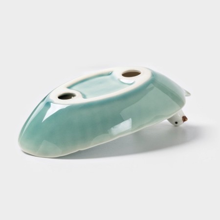 Ceramic serving "Bird on a leaf", 15.5 × 8.5 cm, green color-4