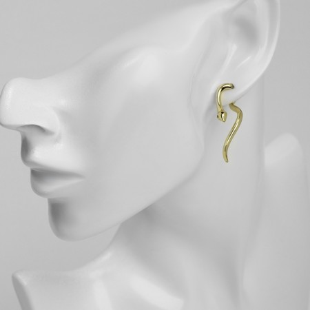 Earrings with rhinestones Xuping snake, white color in gold-3