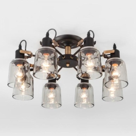 Astor chandelier, 8x60W E27, bronze color, black