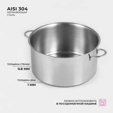 Stainless steel pan "GREAT", 9 l, induction-1