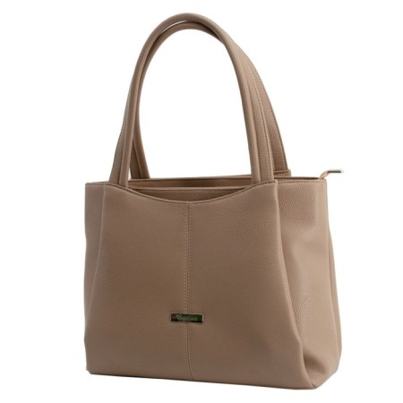 Female bag, artificial leather, beige 33x11x26 cm