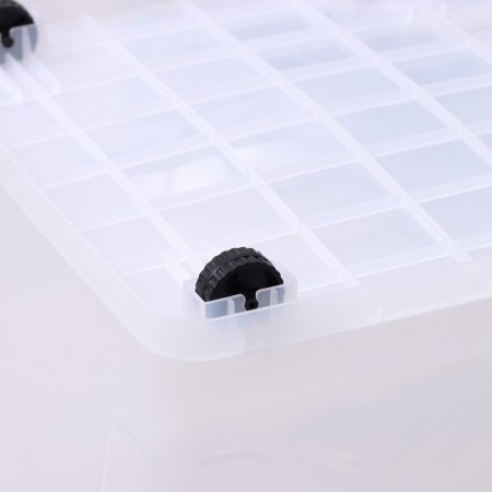 Storage container with a lid Ricco, 50 l, 61 × 39 × 32 cm, on wheels, color transparent color-9