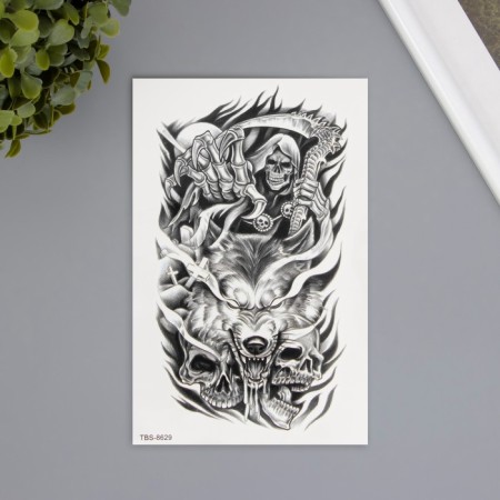 Tattoo on the body Black "harbinger" 12x19 cm