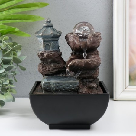 The desktop fountain from the network, backlight "Chinese house on the rock" 18.5x13x13 cm