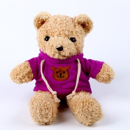 Soft toy "Bear" in a jacket, 30 cm, purple color