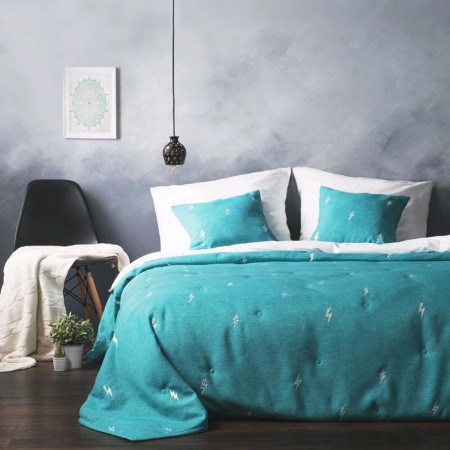 Set "Flash": a bedspread 160 x 220 cm, pillowcases 40 x 40 cm - 2 pcs, turquoise