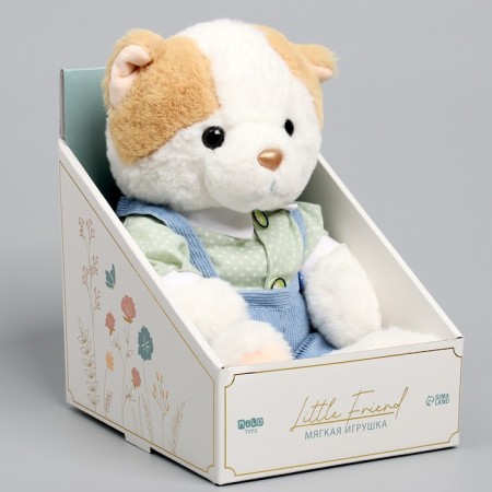Soft toy "Little Friend", a cat in a blue overalls-6