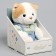 Soft toy "Little Friend", a cat in a blue overalls