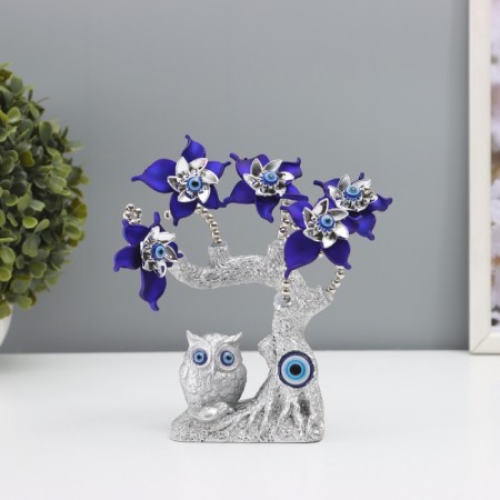 Souvenir from the evil eye "Blooming wood. Eggy with a gold settlement" silver, blue 16x5.5x18.5 cm
