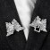 Cardigan clamp "Butterflies", pink color in silver