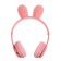 Headphones wireless "bunny", sound and light effects, folding, pink color