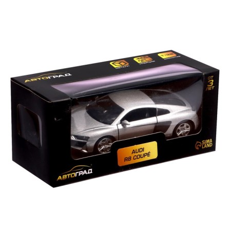Metal machine Audi R8 Coupe, 1:32, inertia, doors open, color gray.-4