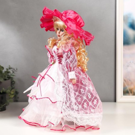 Doll Collectible Ceramics "Lady Victoria in a pink dress" 40 cm-1