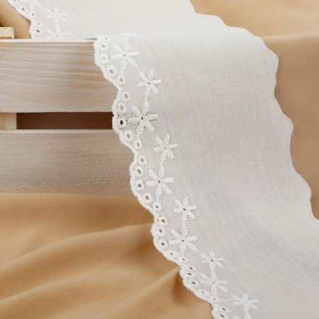 Lace embroidery, 80 mm × 13 ± 1 m, white color