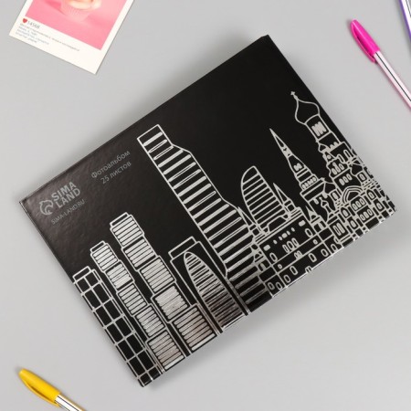 Photo album 25 sheets (corners+rings) "Big Cities" silver 19x27x3 cm-6