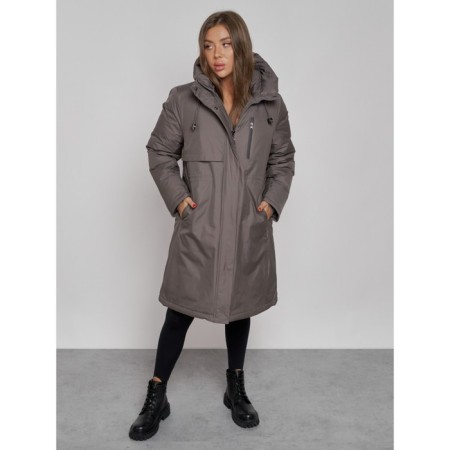 Coat insulated winter female, size 48, dark gray color-8
